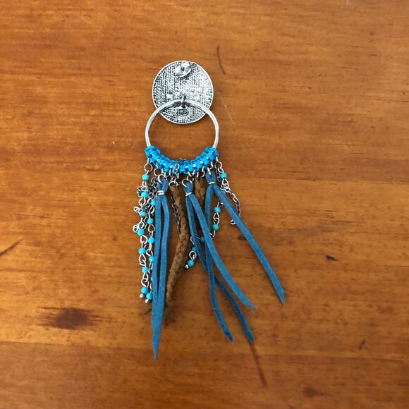 Justin Boots Turquoise Western Concho Earrings with Fringe NWT - Picture 10 of 14